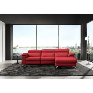 Altoni - Hoeksalon Pandora - Rechts - Leder - Rood - 260x85x172cm | Belga Meubelen New