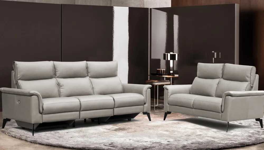 altoni__salon_borea____re_0.webp Altoni - Salon Borea 3+2 - 2 relaxen - Leder - Grijs - 160/220x102x98cm | Belga Meubelen Sale