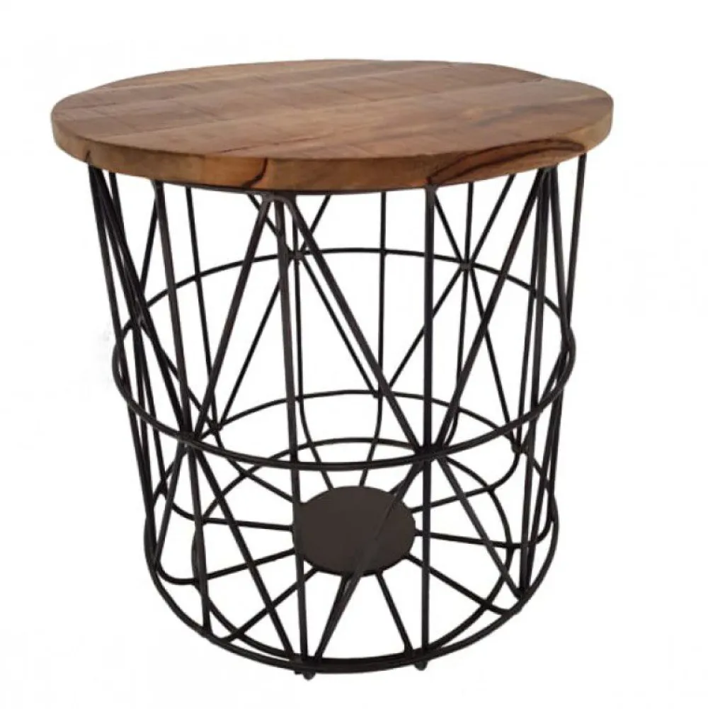 bijzettafel_thane__eikmet_0.webp Bijzettafel Thane - Eik/Metaal - Zwart/Donkere Eik - 43x43x47cm | Belga Meubelen Online