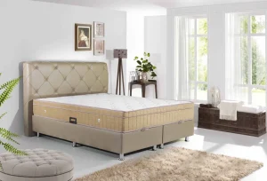 2BM - Boxspring Almi - Met opbergruimte - Stof - Taupe - 180x121x200cm | Belga Meubelen Clearance