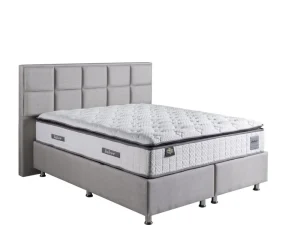 2BM - Boxspring Barcelona - Stof - Grijs - 180x120x200cm | Belga Meubelen New
