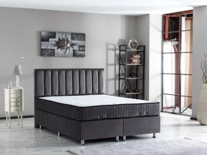 2BM - Boxspring Crown - Kunstleder - Zwart - 180x122x200cm | Belga Meubelen Fashion