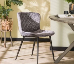 2BM - Eetkamerstoel Teo - Stof - Grijs - 51x80x55cm | Belga Meubelen Sale