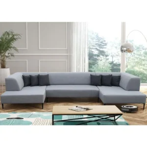 2BM - Hoeksalon Dedrick - Rechts - Stof - Grijs - 180x370x190cm | Belga Meubelen New