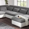 2BM - Hoeksalon Eternity - Links - Kunstleder/Stof - Grijs/Wit - 389x255x171cm | Belga Meubelen Clearance
