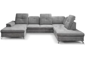 2BM - Hoeksalon Fox - Grijze Stof - Links - Bedfunctie - Opbergruimte - 170x345x220cm | Belga Meubelen Online