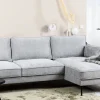 2BM - Hoeksalon Raven - Rechts - Boucle - Stof - Wit - 255x160cm | Belga Meubelen Discount
