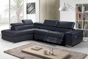 2BM - Hoeksalon Viriginie - Links - Kunstleder - Zwart - 216x70x301cm | Belga Meubelen Outlet