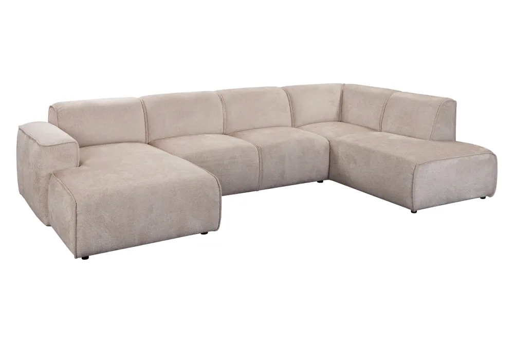 bm__luxueuze_uvormige_sal_0.webp 2BM - Luxueuze U-Vormige Salon Billund - Beige Velours - 262x170x92xh96 cm | Belga Meubelen Clearance