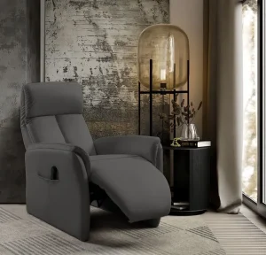 2BM - Relaxfauteuil Rosa - Leder - Donker grijs - 2 motoren - 72x105x85cm | Belga Meubelen Best