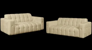 2BM - Salon Selda - Beige stof - Design Stikking - 220/195x100x85cm | Belga Meubelen Fashion