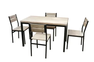 2BM - Tafelset + 4 stoelen 471 - Lichte Eik/Zwart - 120x76x70cm | Belga Meubelen Sale