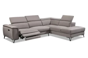2BM- Hoeksalon Elisabeth - Rechts - Grijs - Microvezel - Stof - Elektrische relax - 306x220cm | Belga Meubelen Clearance