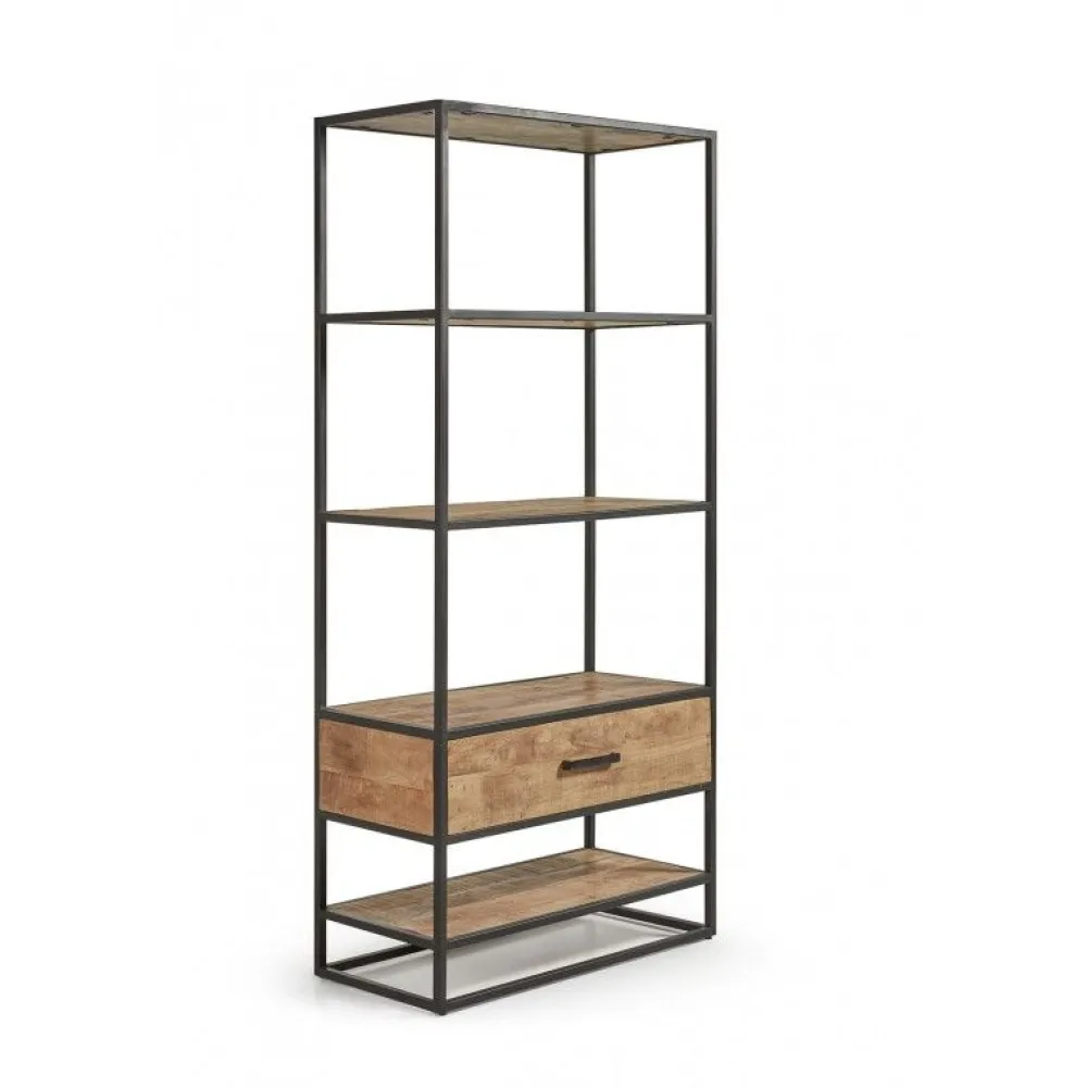 boekenrek_madurai__massie_0.webp Boekenrek Madurai - Massief - Mangohout/Zwart - 80x190x40cm | Belga Meubelen Hot