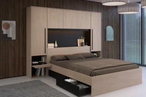 Brugbed Bridget - Lichte Eik/Zwart - 265x203x40cm | Belga Meubelen Hot