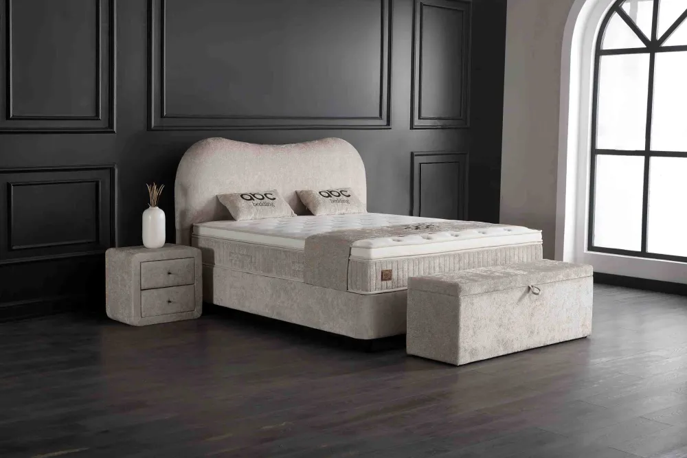 bsp__boxspring_emily_stof_0.webp BSP - Boxspring Emily- Stof - Beige - 180x95x200cm | Belga Meubelen Clearance