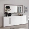 Dressoir Greta - 4 deuren - Hoogglans - Wit/Grijs - 208x85x47cm | Belga Meubelen Outlet