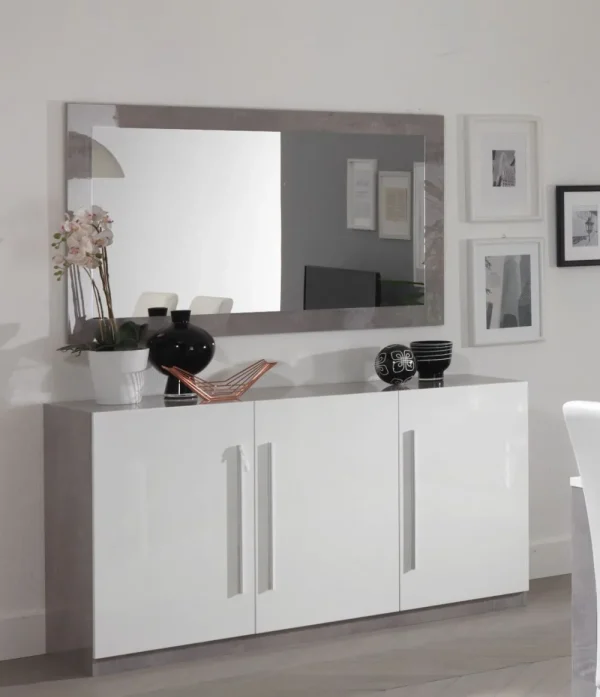 Dressoir Greta 3D - Wit/Beton - Twee kleuren - 156x85x47cm | Belga Meubelen Best