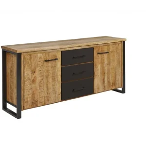 Dressoir San Remo - Massief - Mangohout/Zwart - 180x85x45cm | Belga Meubelen Clearance