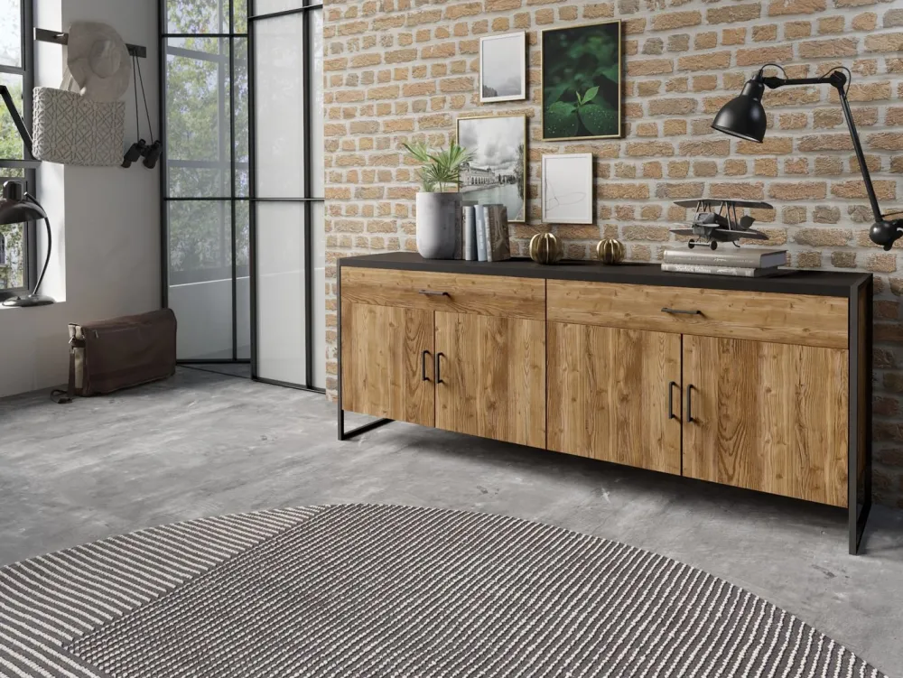 dressoir_tarabo__donkere__0.webp Dressoir Tarabo - Donkere Eik/Zwart - 204x84x45cm | Belga Meubelen Clearance