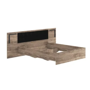 DUL - Tweepersoonsbed Veronique - Donker Eik/Zwart - 160x99x200cm | Belga Meubelen Online