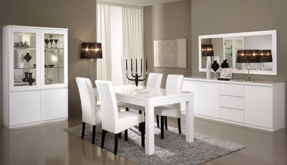 eetkamer_roma__delige_set_0.webp Eetkamer Roma - 3-delige set - Hoogglans - Wit/Zwart | Belga Meubelen Clearance