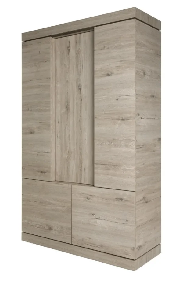 Evan - Barkast Etna - BAR1 - K542 - Millenium eik licht grijs/Marmer - 125x183x50cm | Belga Meubelen Discount