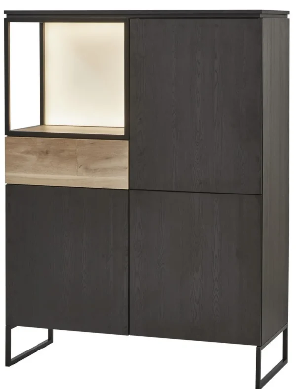 Evan - Barkast Portofino - BAR1 - K716 - Elegant zwart/Oude Eik - 121x164x50cm | Belga Meubelen Best