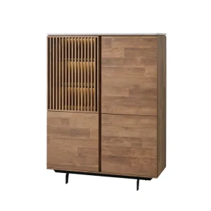 Evan - Barkast Slato - BAR1 - K670CAL - Oude teak/Calacatta wit - 122x163x50cm | Belga Meubelen Clearance