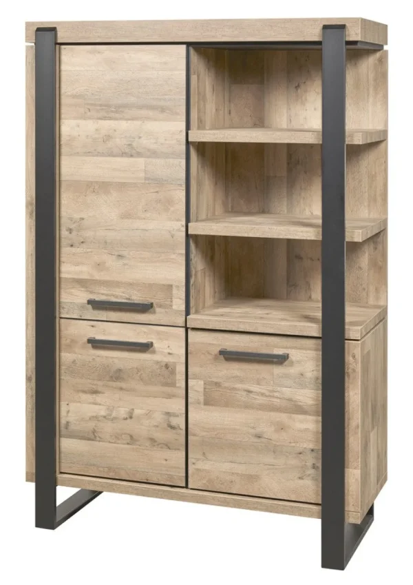 Evan - Barkast Udine - BAR1 - K632 - Natuurlijke parketlook/Zwart - 469x191x52cm | Belga Meubelen Online