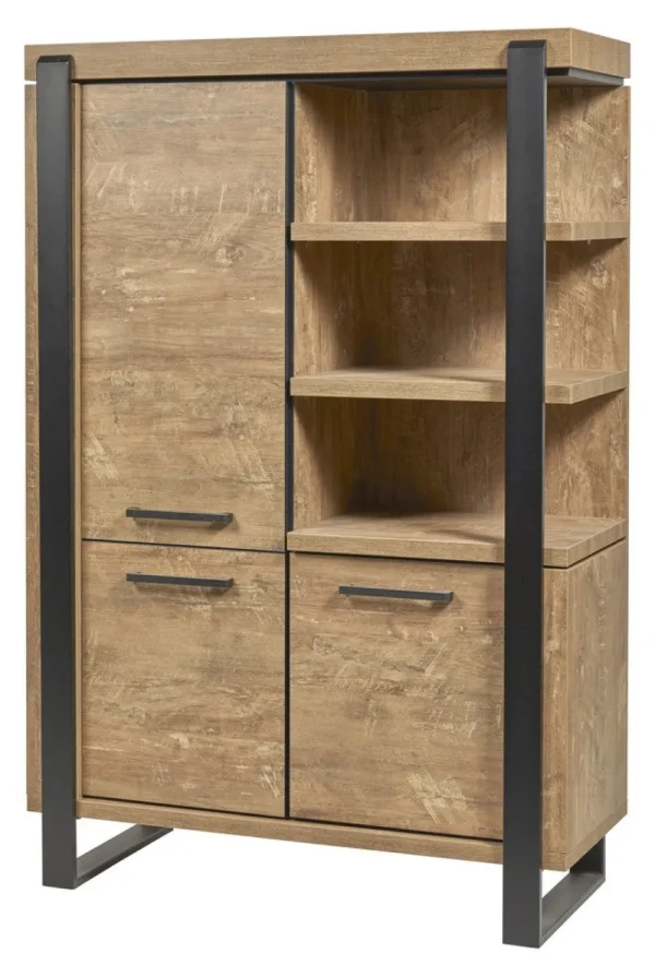Evan - Barkast Udine - BAR1 - K661 - Oranje teakhout/Zwart - 469x191x52cm | Belga Meubelen Discount