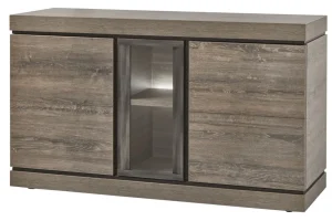 Evan - Dressoir Belluno - DR3 - K538 - Millenium eik donker bruin/Imitatie staal - 154x90x50cm | Belga Meubelen Best