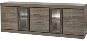 Evan - Dressoir Belluno - DR1 - K538 - Millenium eik donker bruin/Imitatie staal - 250x90x50cm | Belga Meubelen Sale