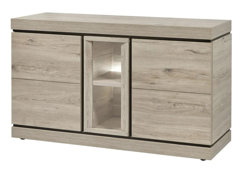 evan__dressoir_belluno__d_0-5.webp Evan - Dressoir Belluno - DR3 - K541 - Millenium eik licht grijs/Zwart - 154x90x50cm | Belga Meubelen Sale