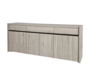 Evan - Dressoir Lucca - DR2 - K541 - Millenium eik licht grijs/Zwart - 224x91x50cm | Belga Meubelen Best