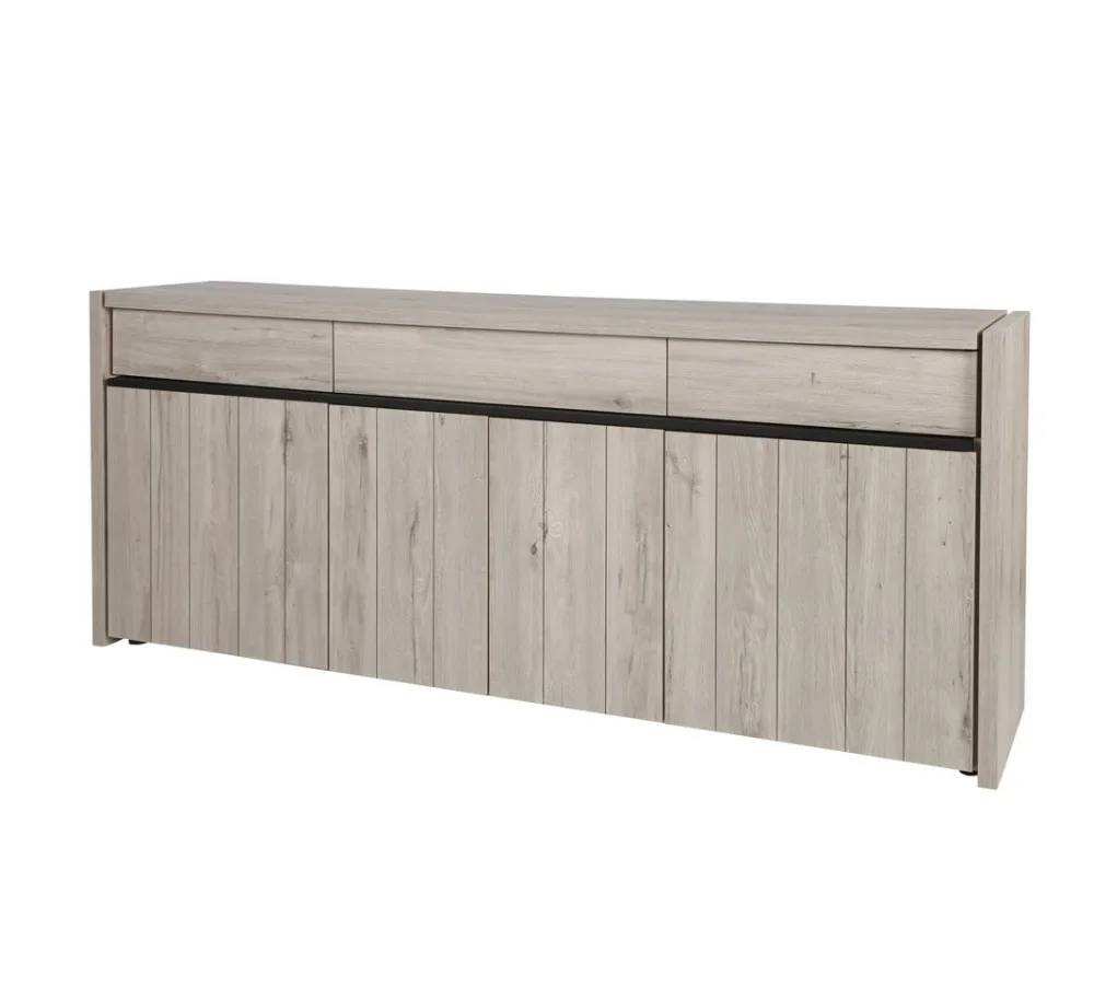 evan__dressoir_lucca__dr__0-1.webp Evan - Dressoir Lucca - DR2 - K541 - Millenium eik licht grijs/Zwart - 224x91x50cm | Belga Meubelen Best