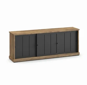 Evan - Dressoir Patio - DR1 - K674 - Oude teak/Zwart - 233x88x50cm | Belga Meubelen Best