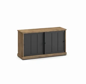 Evan - Dressoir Patio - DR3 - K674 - Oude teak/Zwart - 159x88x50cm | Belga Meubelen Clearance