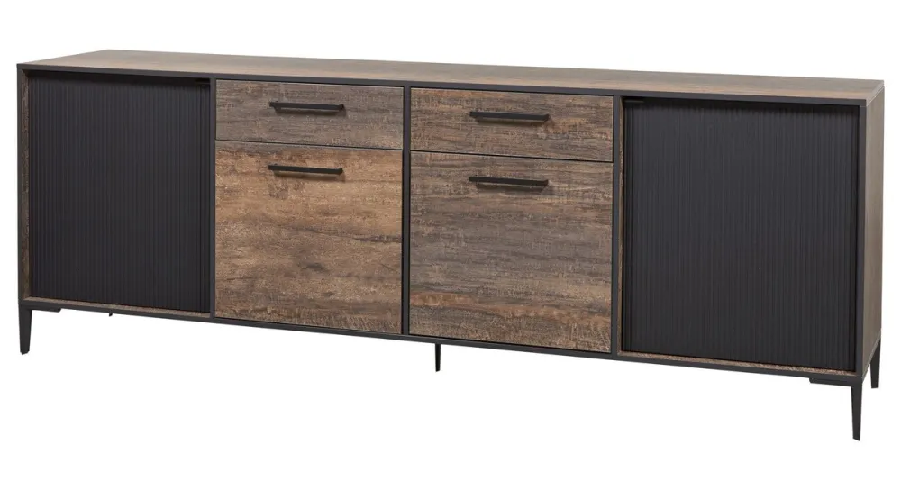 evan__dressoir_perugia__d_0-1.webp Evan - Dressoir Perugia - DR1 - K647 - Donker scheepshout/Zwart - 246x86x50cm | Belga Meubelen Sale