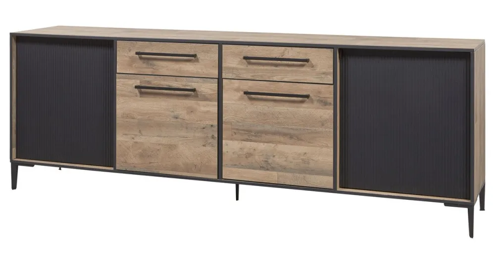 evan__dressoir_perugia__d_0-2.webp Evan - Dressoir Perugia - DR2 - K632 - Natuurlijke parketlook/Zwart - 210x86x50cm | Belga Meubelen Online