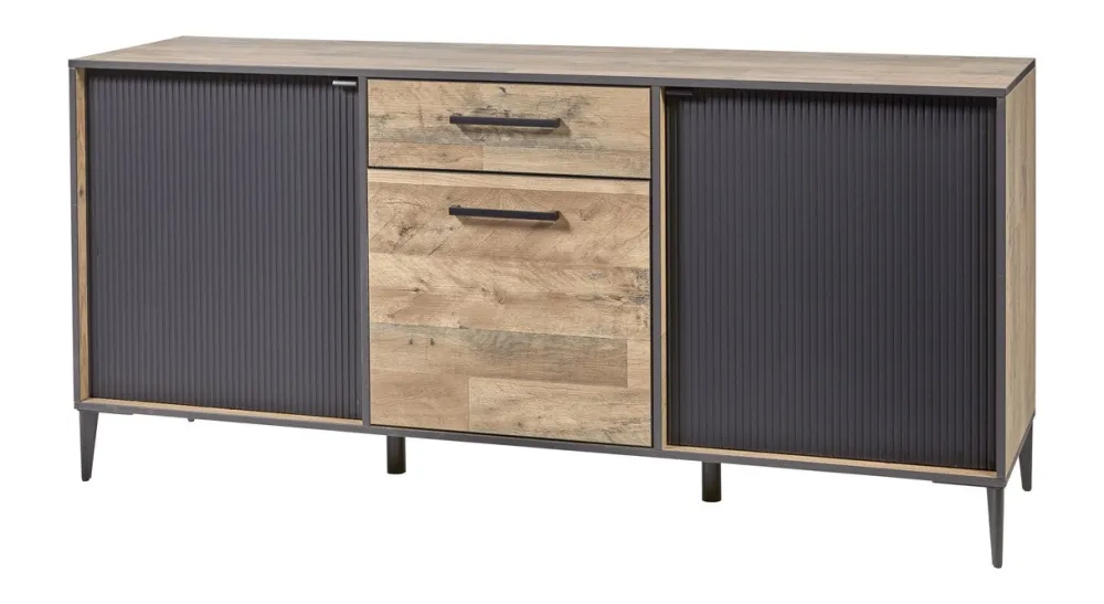 evan__dressoir_perugia__d_0-3.webp Evan - Dressoir Perugia - DR3 - K632 - Natuurlijke parketlook/Zwart - 187x86x50cm | Belga Meubelen Outlet