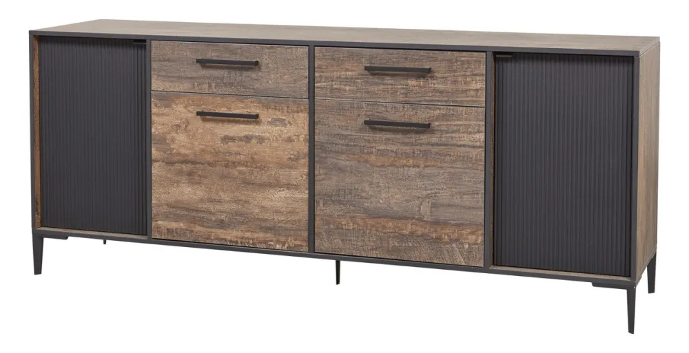 evan__dressoir_perugia__d_0-4.webp Evan - Dressoir Perugia - DR2 - K647 - Donker scheepshout/Zwart - 210x86x50cm | Belga Meubelen New