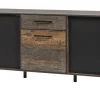 Evan - Dressoir Perugia - DR3 - K647 - Donker scheepshout/Zwart - 187x86x50cm | Belga Meubelen New