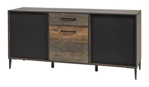 Evan - Dressoir Perugia - DR3 - K647 - Donker scheepshout/Zwart - 187x86x50cm | Belga Meubelen New