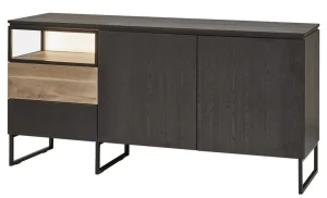 Evan - Dressoir Portofino - DR3 - K716 - Elegant zwart/Oude Eik - 182x88x50cm | Belga Meubelen Best
