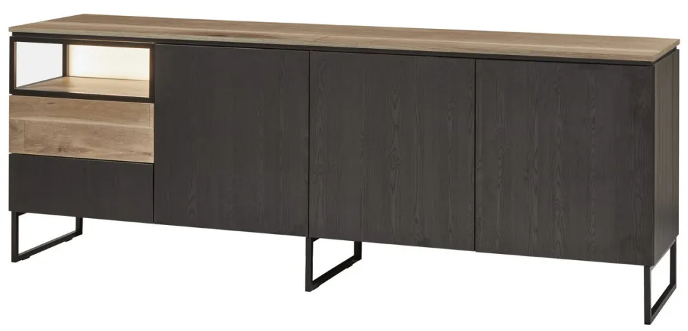 evan__dressoir_portofino__0-3.webp Evan - Dressoir Portofino - DR1 - K799 - Elegant zwart/Oude Eik (top) - 242x88x50cm | Belga Meubelen Hot