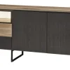 Evan - Dressoir Portofino - DR3 - K799 - Elegant zwart/Oude Eik (top) - 182x88x50cm | Belga Meubelen Sale