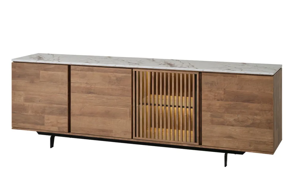 evan__dressoir_slato__dr__0-4.webp Evan - Dressoir Slato - DR1 - K670CAL - Oude teak/Calacatta wit - 244x81x50cm | Belga Meubelen Fashion
