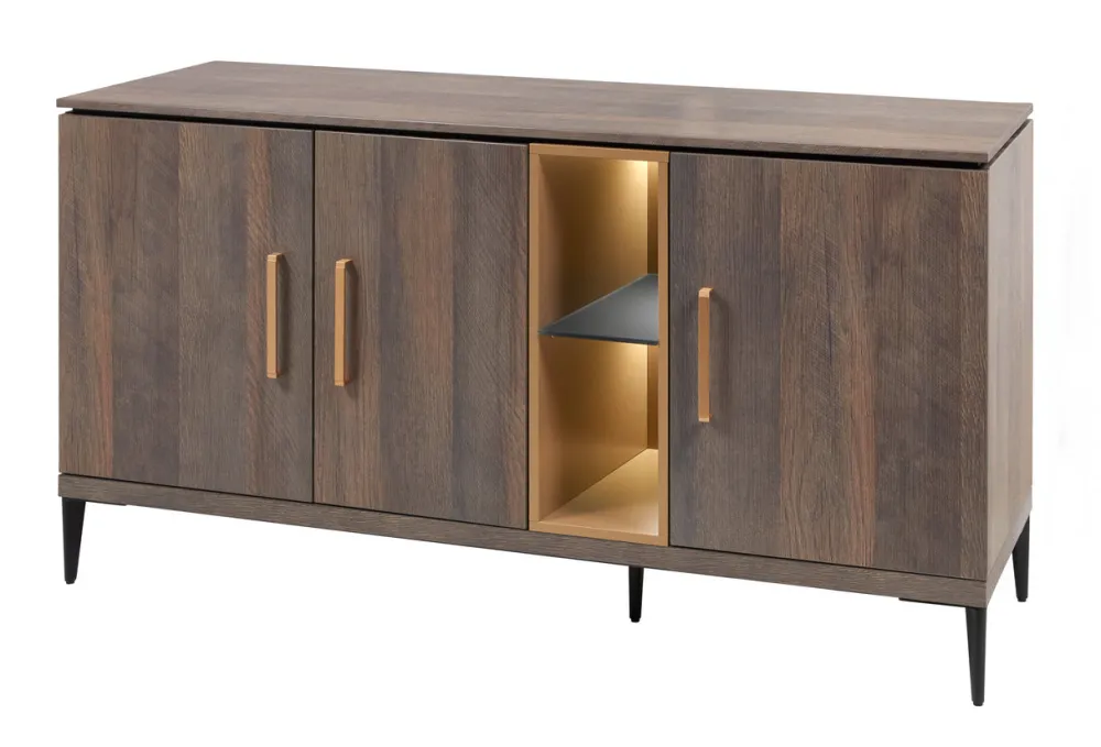 evan__dressoir_star__dr___0-3.webp Evan - Dressoir Star - DR4 - K676 - Gouden eik/Goud - 158x84x50cm | Belga Meubelen Sale