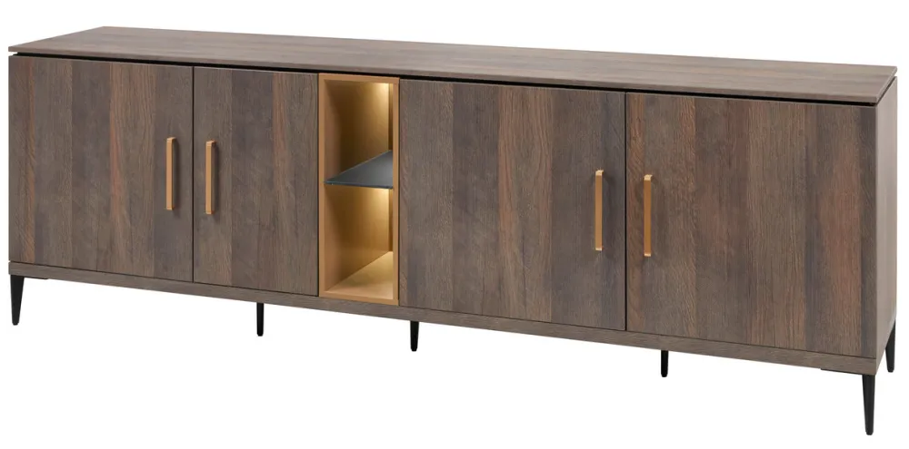 evan__dressoir_star__dr___0.webp Evan - Dressoir Star - DR1 - K676 - Gouden eik/Goud - 245x84x50cm | Belga Meubelen New